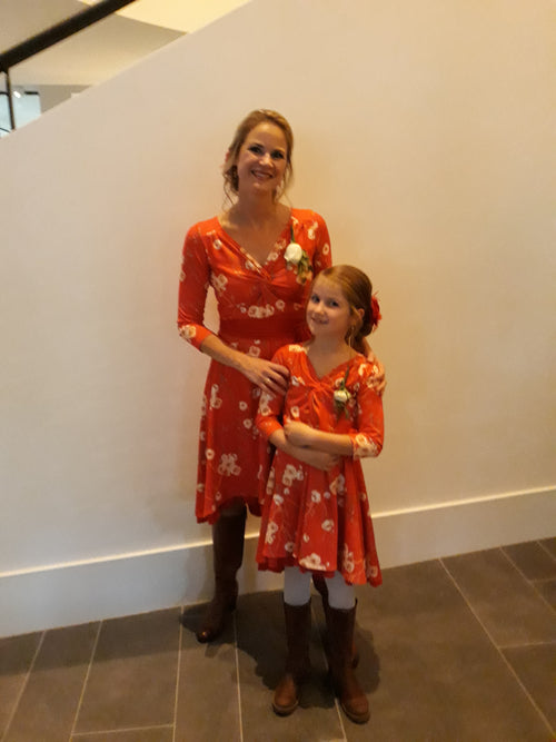Moeder dochter jurken - matching dresses -just like mommy'z - twinning dress Flame
